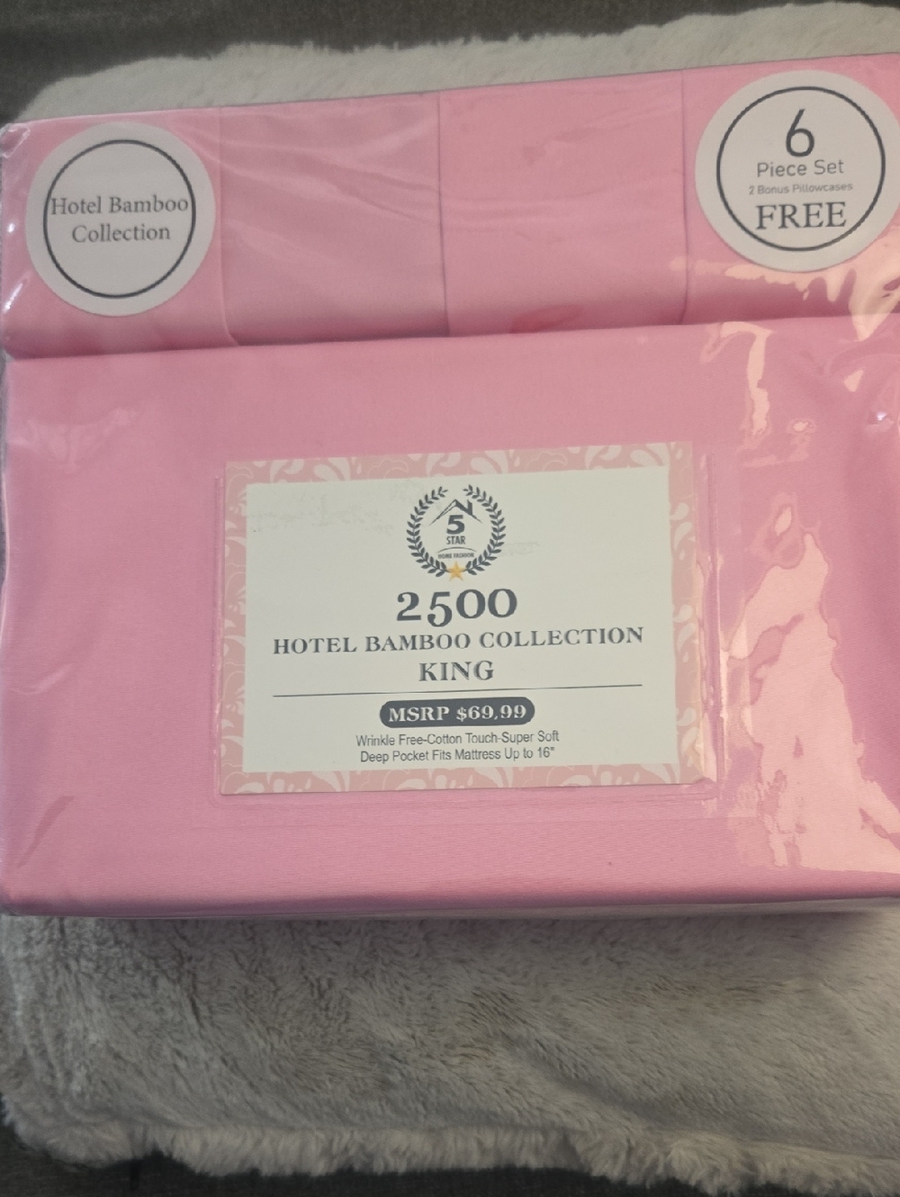 Hotel Collection King Sheet Set - Light Pink